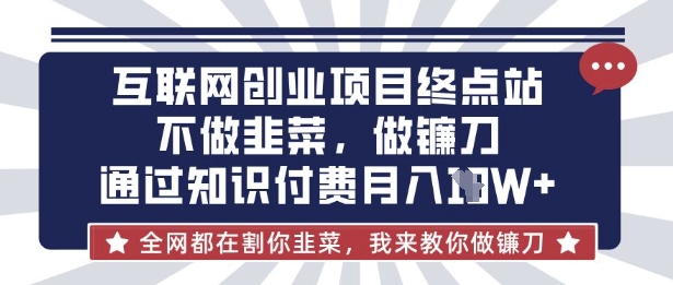 互联网创业尽头-不做韭菜，做镰刀，通过知识付费月入10个【揭秘】-511资料网