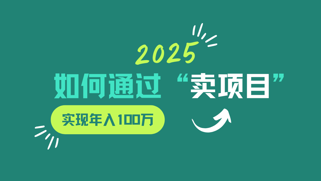 2025年如何通过“卖项目”实现年入100w-511资料网