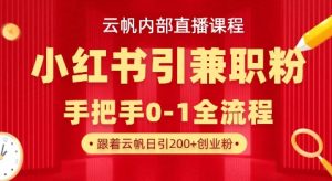 云帆内部直播课，小红书引流兼职粉教程，日引500+月变现过W-511资料网