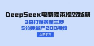 DeepSeek电商降本提效秘籍：3招打爆黄金三秒，5分钟量产200视频-511资料网