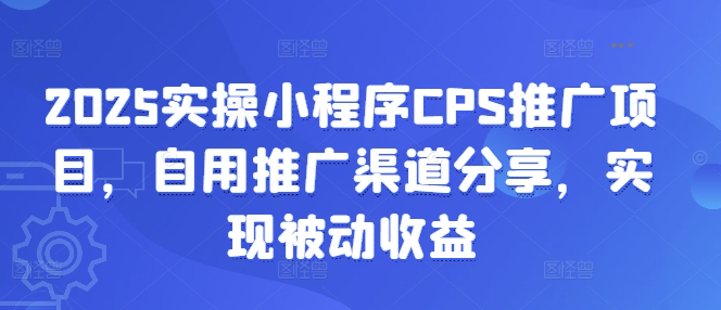 2025实操小程序CPS推广项目，自用推广渠道分享，实现被动收益-511资料网