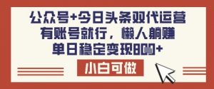 公众号+今日头条双代运营，有账号就行，单日稳定变现8张【揭秘】-511资料网