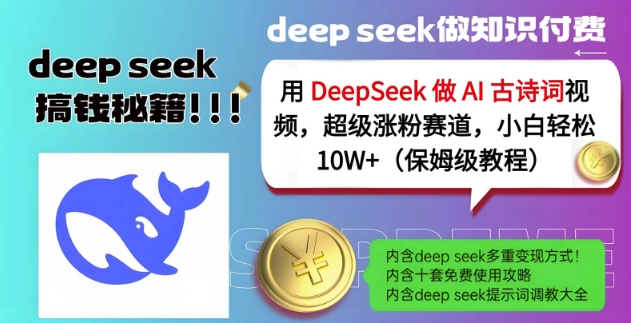 用DeepSeek做AI古诗词视频，超级涨粉赛道，小白轻松涨粉10W+(保姆级教程)-511资料网