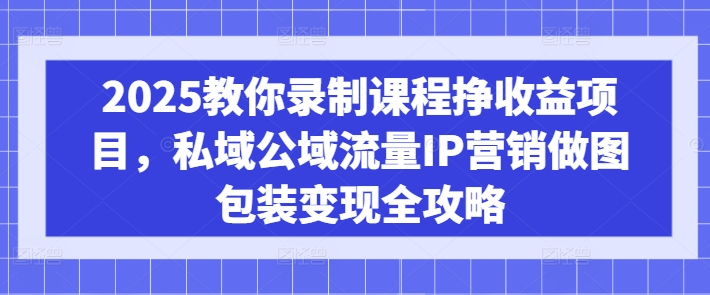 2025教你录制课程挣收益项目，私域公域流量IP营销做图包装变现全攻略-511资料网