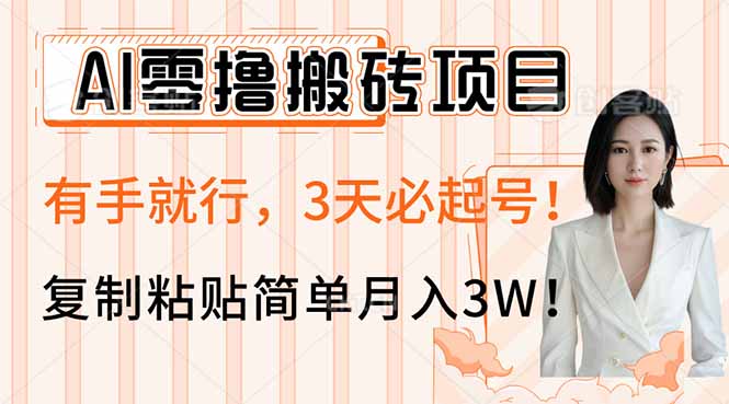 AI零撸搬砖项目玩法，有手就行，3天必起号，复制粘贴简单月入3W！-511资料网