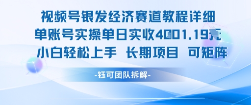 视频号银发经济赛道单账号实操单日实收1k+，小白轻松上手长期项目-511资料网