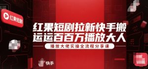 红果短剧拉新快手搬运百万播放大佬实操全流程分享课-511资料网