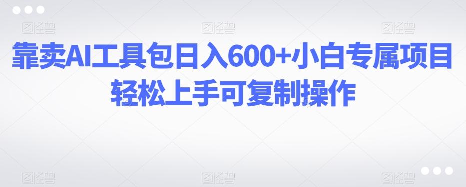 靠卖AI工具包日入600+小白专属项目轻松上手可复制操作-511资料网
