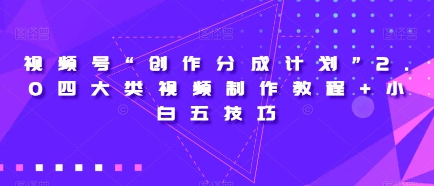 视频号“创作分成计划”2.0四大类视频制作教程+小白五技巧【揭秘】-511资料网