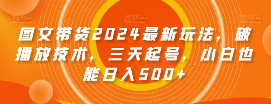 图文带货2024最新玩法，破播放技术，三天起号，小白也能日入500+【揭秘】-511资料网