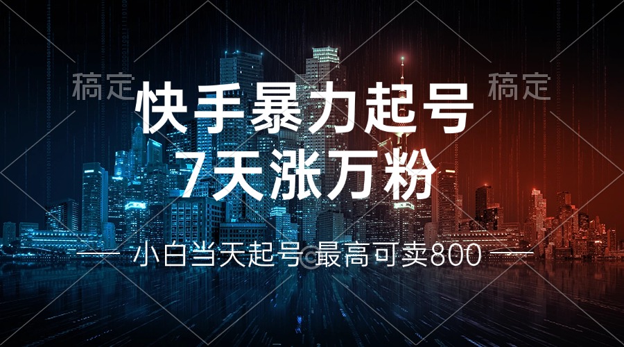 快手暴力起号，7天涨万粉，小白当天起号 多种变现方式，账号回收，单月...-511资料网