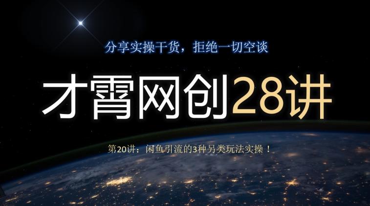 才霄网创28讲第20讲：闲鱼引流的3种另类玩法实操！-511资料网