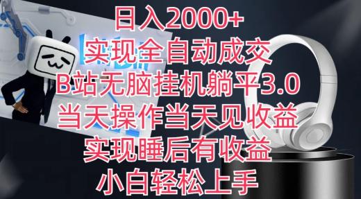 日入2000+，实现全自动成交，B站无脑挂机躺平3.0，当天操作当天见收益，实现睡后有收益【揭秘】-511资料网