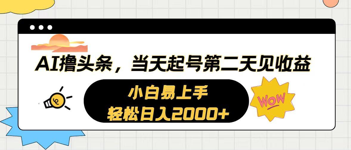 AI撸头条，当天起号，第二天见收益。轻松日入2000+-511资料网