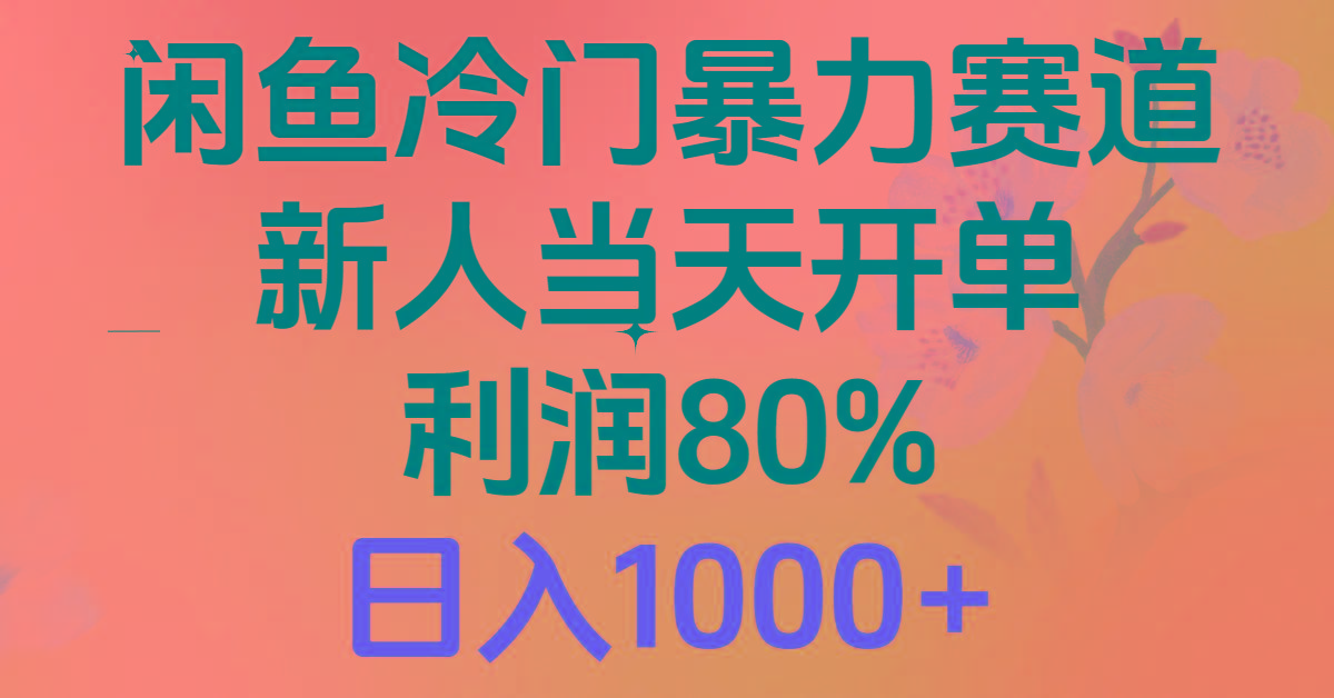 2024闲鱼冷门暴力赛道，新人当天开单，利润80%，日入1000+-511资料网