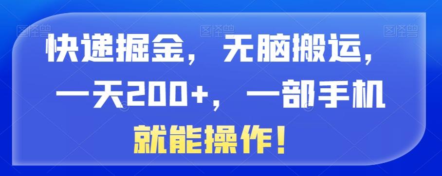 快递掘金，无脑搬运，一天200+，一部手机就能操作！-511资料网