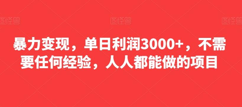 暴力变现,单日利润3000+,不需要任何经验,人人都能做的项目