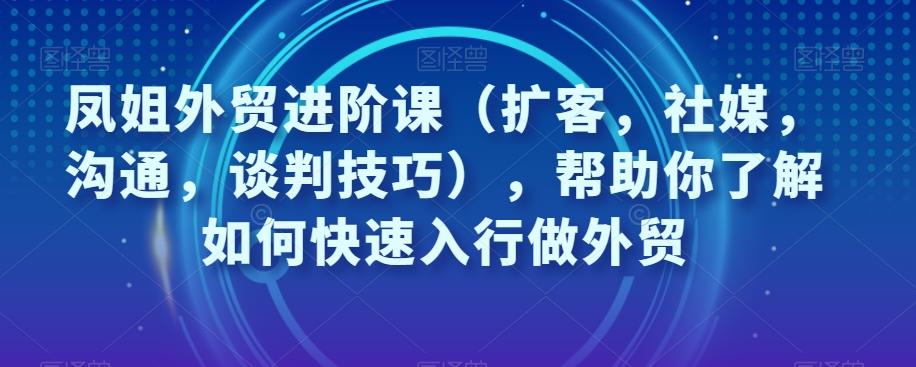 凤姐外贸进阶课（扩客，社媒，沟通，谈判技巧），帮助你了解如何快速入行做外贸-511资料网