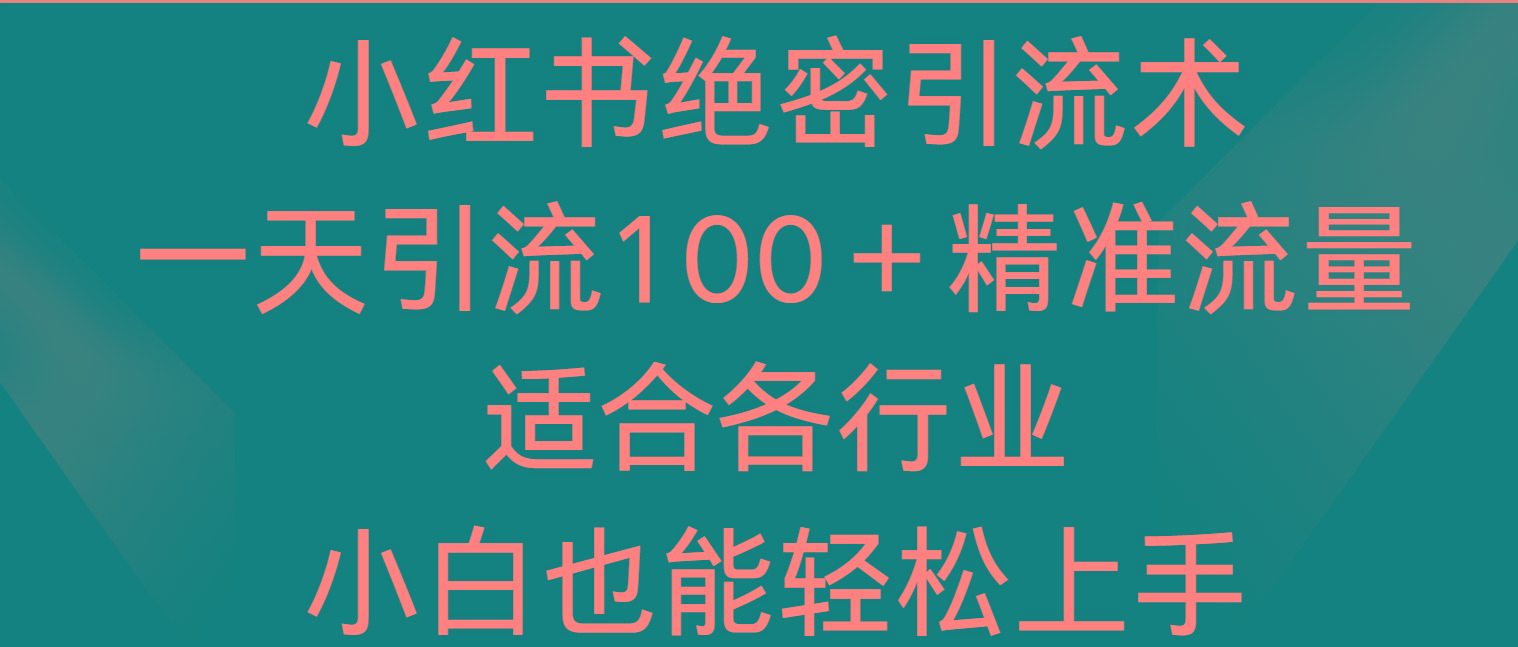 小红书绝密引流术，一天引流100＋精准流量，适合各个行业，小白也能轻松上手-511资料网