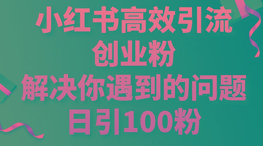 小红书高效引流创业粉，解决你遇到的问题，日引100粉-511资料网