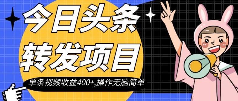 今日头条转发项目，单条视频收益400+,操作无脑简单【揭秘】-511资料网