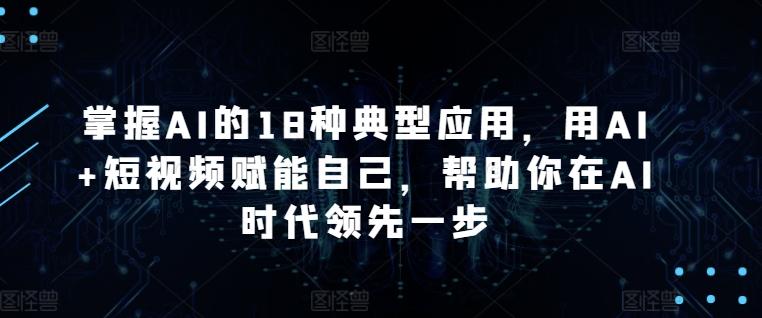 掌握AI的18种典型应用，用AI+短视频赋能自己，帮助你在AI时代领先一步-511资料网