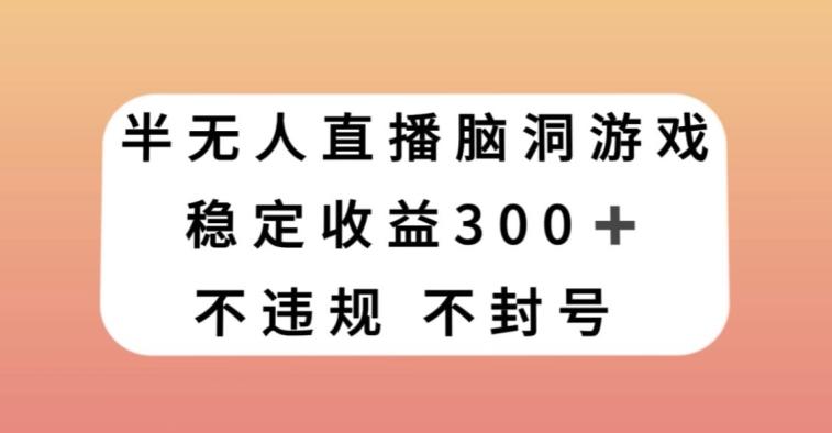 半无人直播脑洞小游戏，每天收入300+，保姆式教学小白轻松上手【揭秘】-511资料网