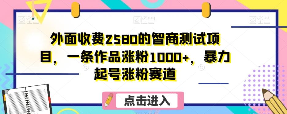 外面收费2580的智商测试项目，一条作品涨粉1000+，暴力起号涨粉赛道【揭秘】-511资料网