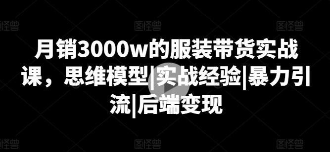 月销3000w的服装带货实战课，思维模型|实战经验|暴力引流|后端变现-511资料网