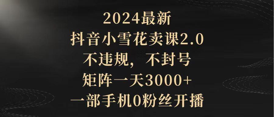 (9639期)2024最新抖音小雪花卖课2.0 不违规 不封号 矩阵一天3000+一部手机0粉丝开播-511资料网