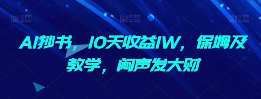 AI抄书，10天收益1W，保姆及教学，闷声发大财-511资料网