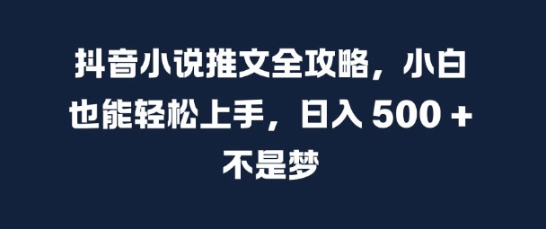 抖音小说推文全攻略，小白也能轻松上手，日入 5张+ 不是梦【揭秘】-511资料网