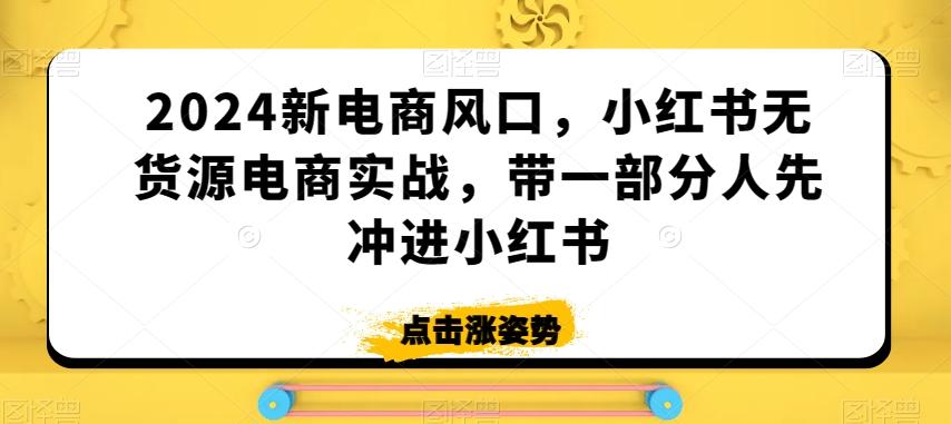2024新电商风口，小红书无货源电商实战，带一部分人先冲进小红书-511资料网
