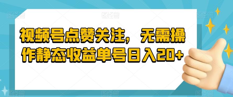 视频号点赞关注，无需操作静态收益单号日入20+-511资料网