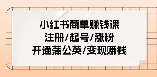 小红书商单赚钱课：注册/起号/涨粉/开通蒲公英/变现赚钱(25节课)-511资料网