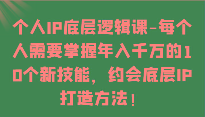 个人IP底层逻辑-掌握年入千万的10个新技能，约会底层IP的打造方法！-511资料网