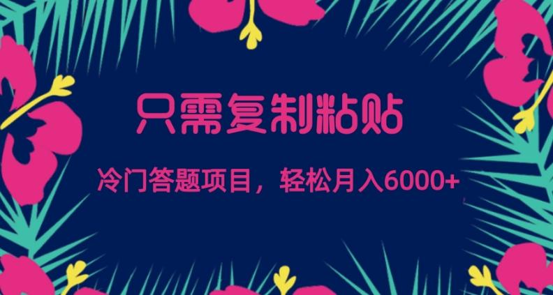 只需复制粘贴,冷门答题项目,轻松月入6000