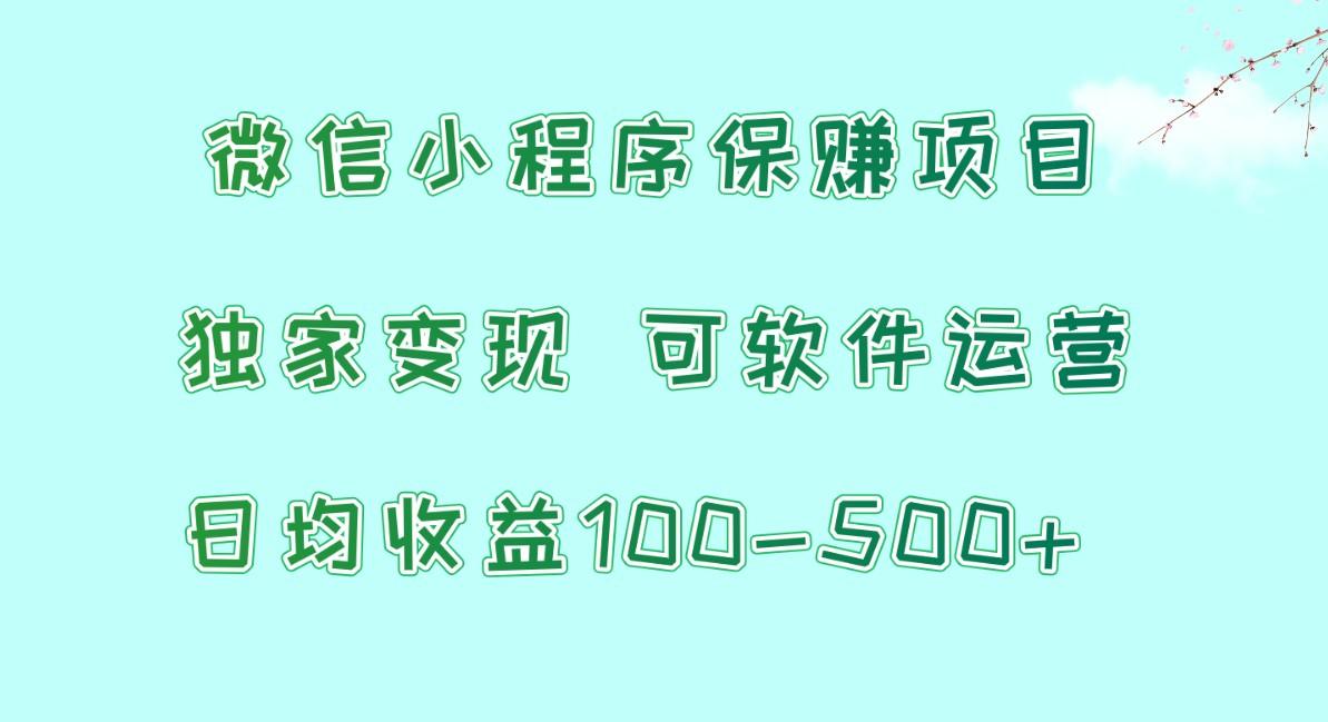 微信小程序保赚项目，日均收益100~500+，独家变现，可软件运营-511资料网