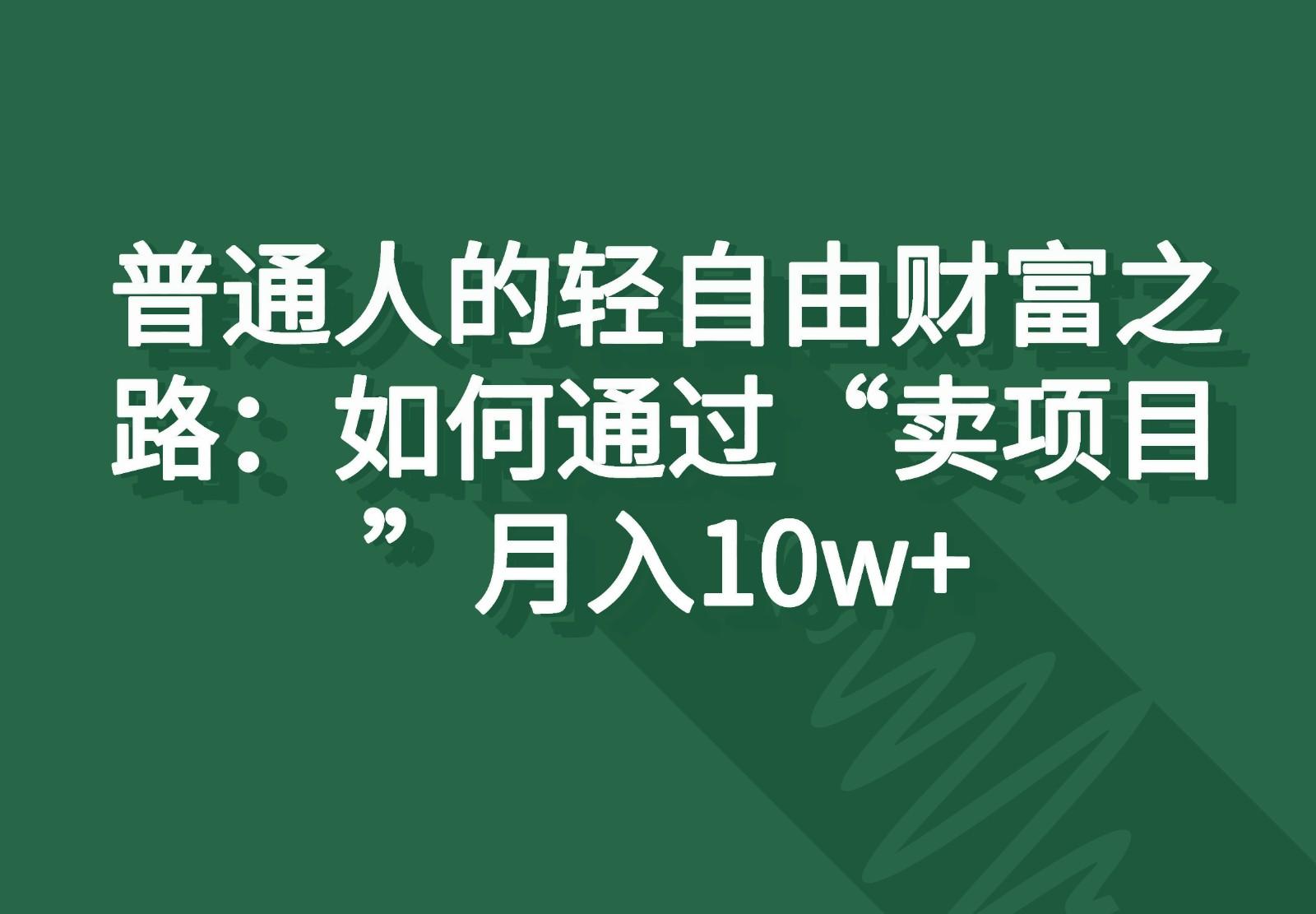 普通人的轻自由财富之路：如何通过“卖项目”月入10w+-511资料网