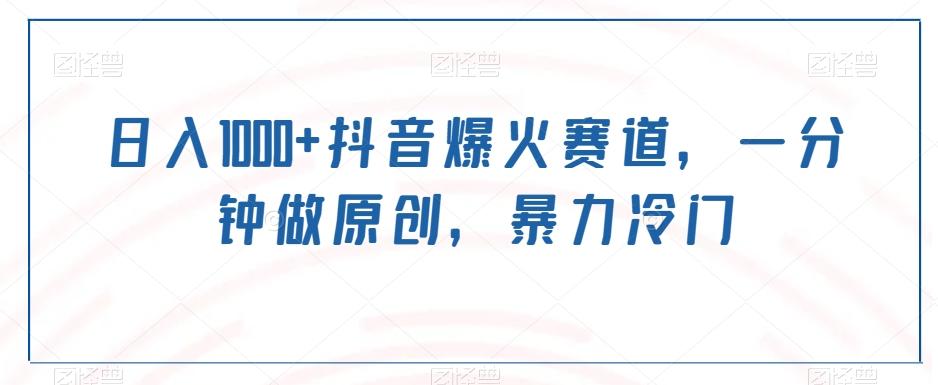 日入1000+抖音爆火赛道，一分钟做原创，暴力冷门-511资料网