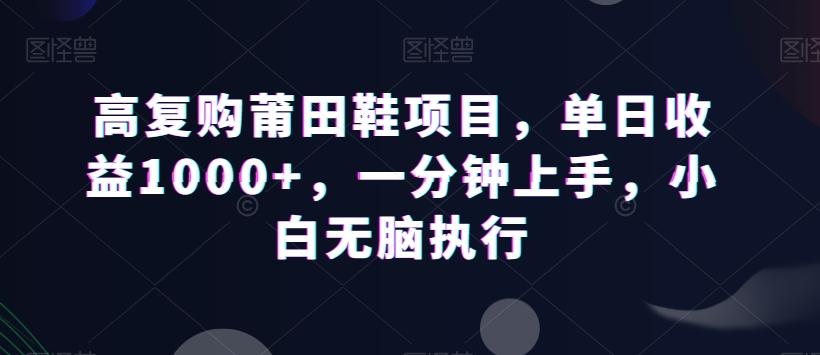 高复购莆田鞋项目，单日收益1000+，一分钟上手，小白无脑执行-511资料网