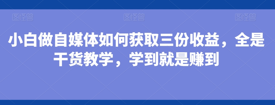 小白做自媒体如何获取三份收益，全是干货教学，学到就是赚到-511资料网