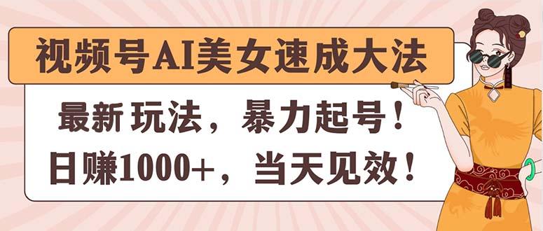 视频号AI美女速成大法，暴力起号，日赚1000+，当天见效-511资料网
