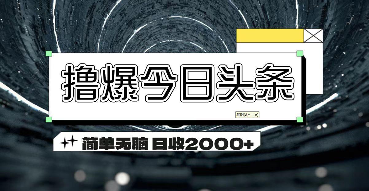 撸爆今日头条 简单无脑操作 日收2000+-511资料网