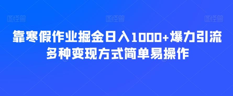 靠寒假作业掘金日入1000+爆力引流多种变现方式简单易操作-511资料网