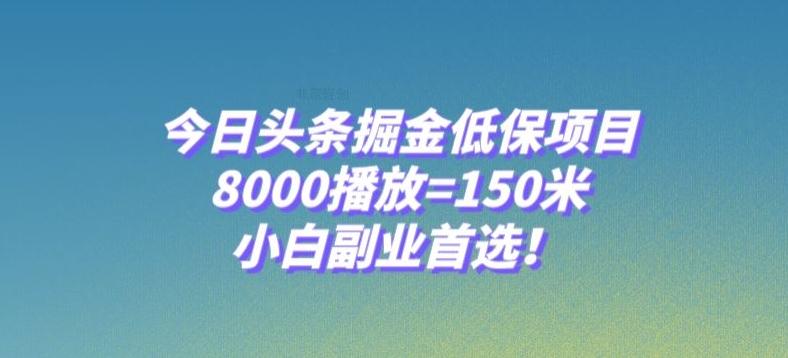今日头条掘金低保项目，8000播放=150米，小白副业首选【揭秘】-511资料网