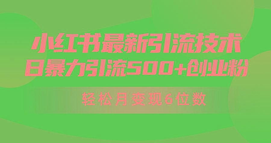 (9871期)日引500+月变现六位数24年最新小红书暴力引流兼职粉教程-511资料网