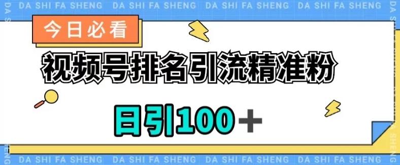 视频号引流精准粉，日引100+，流量爆炸【揭秘】-511资料网