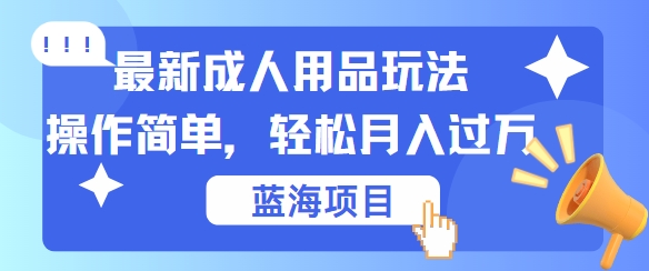 最新成人用品项目玩法，操作简单，动动手，轻松日入几张【揭秘】-511资料网