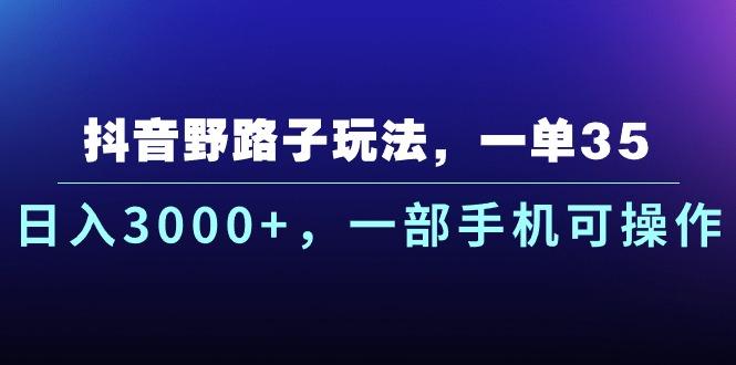 抖音野路子玩法，一单35.日入3000+，一部手机可操作-511资料网